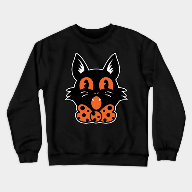 Halloween Cat Crewneck Sweatshirt by Kappacino Creations